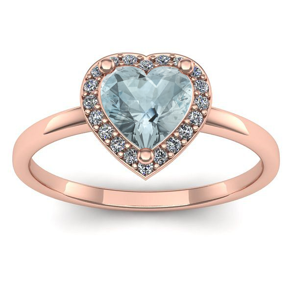 Inel cu aquamarin inima