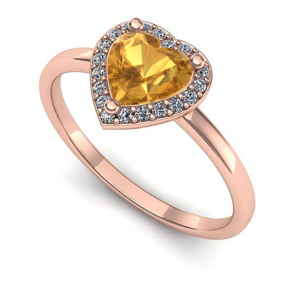 Inel de logodna din aur roz cu citrin