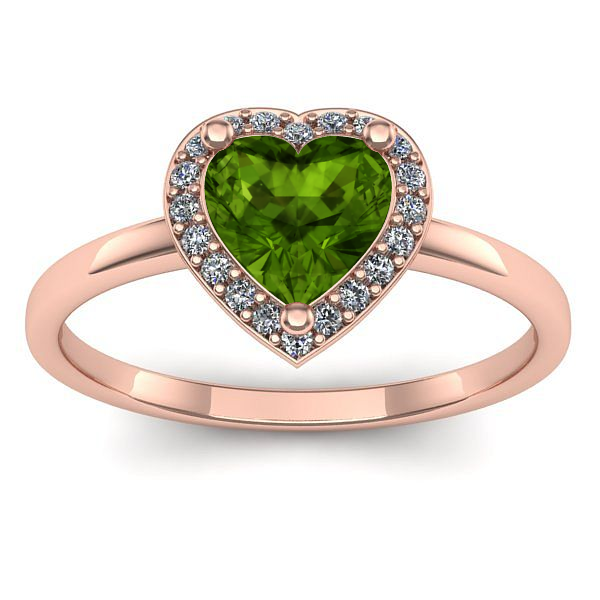 Inel de logodna cu peridot inima