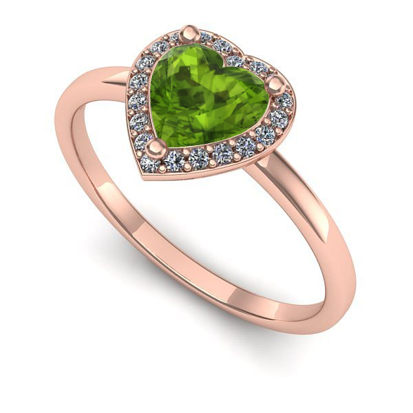 Inel din aur roz cu peridot