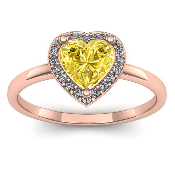 Inel logodna cu safir galben inima