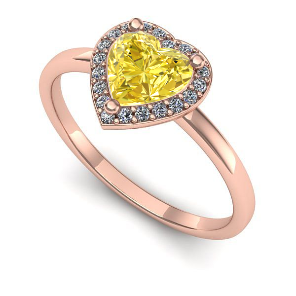 Inel de logodna din aur roz cu safir galben