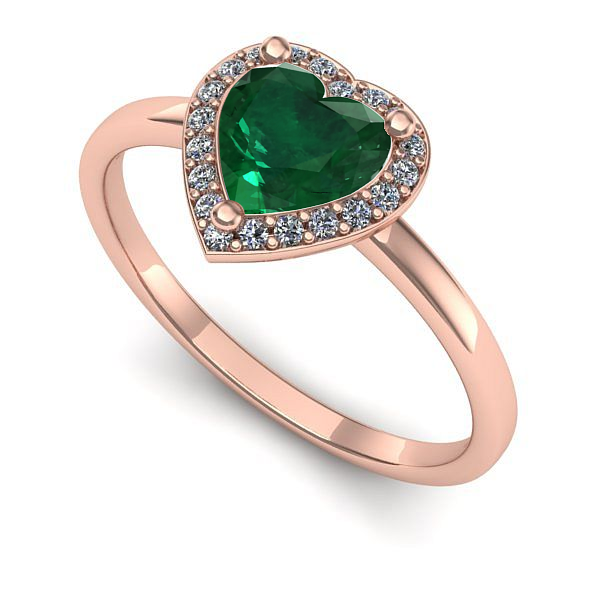 Inel din aur roz cu smarald