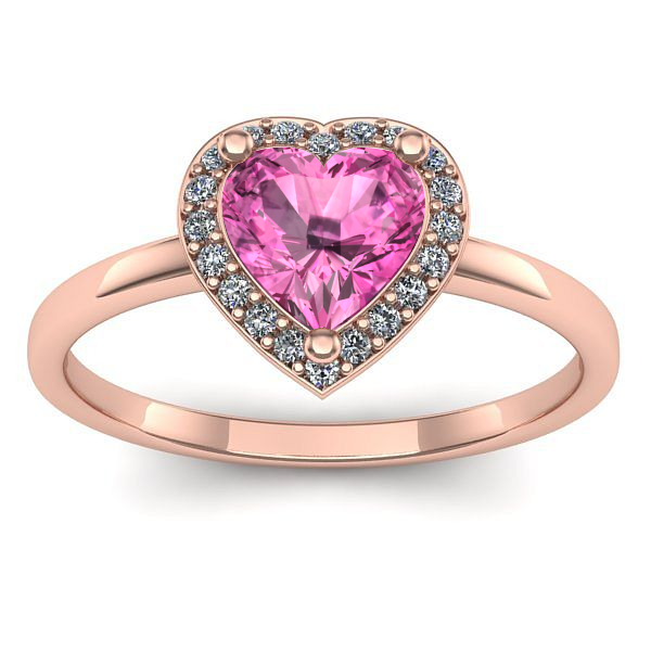 Inel cu safir roz inima