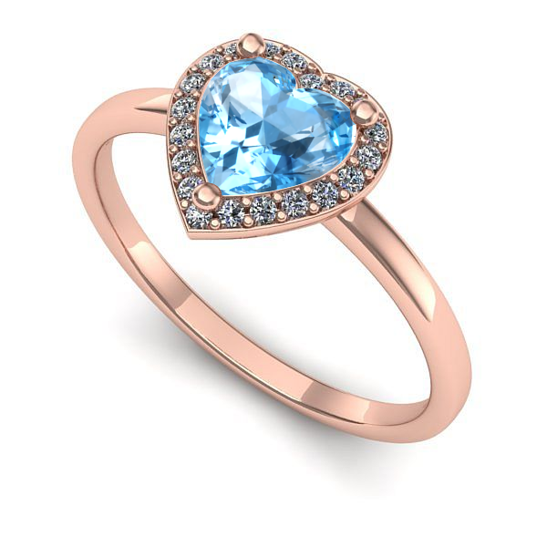 Inel de logodna din aur roz cu topaz blue