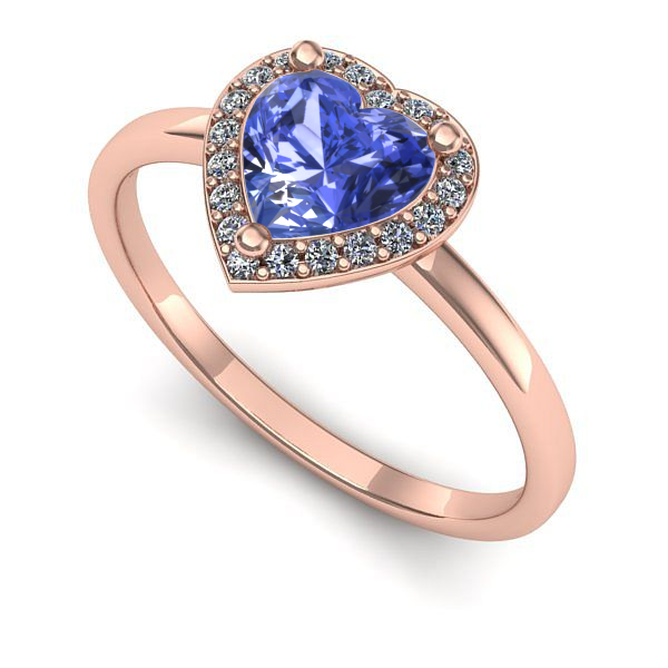 Inel din aur roz cu tanzanit