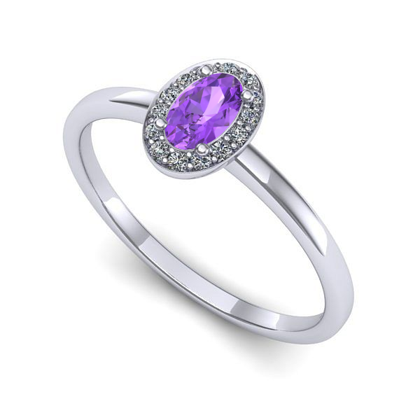 Inel de logodna din aur alb cu ametist
