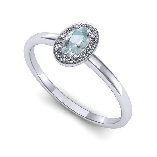 Inel de logodna din aur alb cu aquamarin