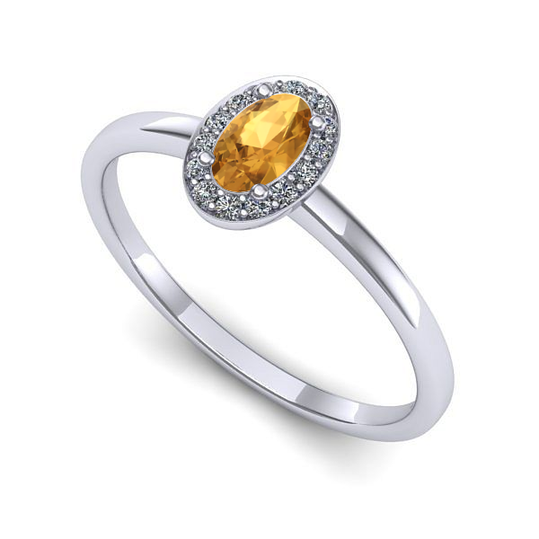Inel logodna din aur alb cu citrin