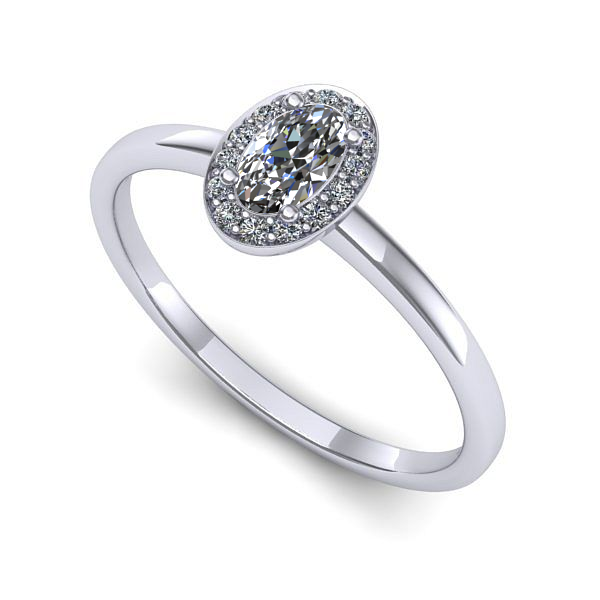 Inel logodna din aur alb cu safir alb