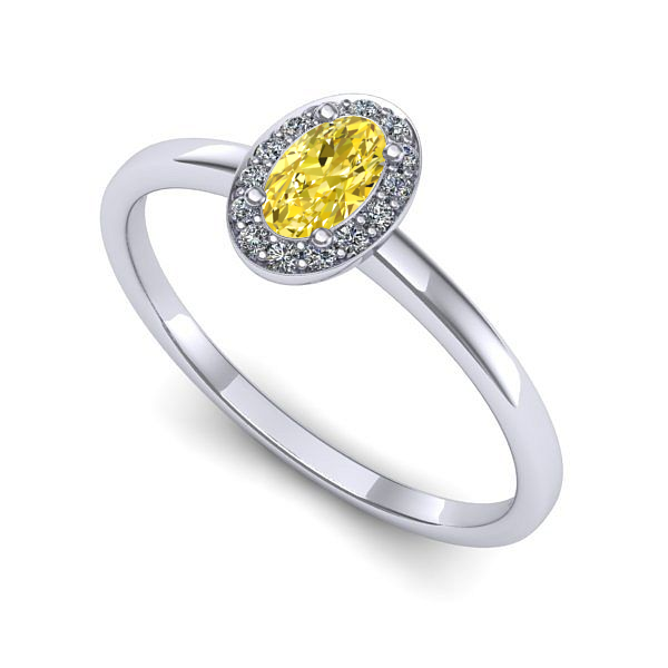 Inel de logodna din aur alb cu safir galben