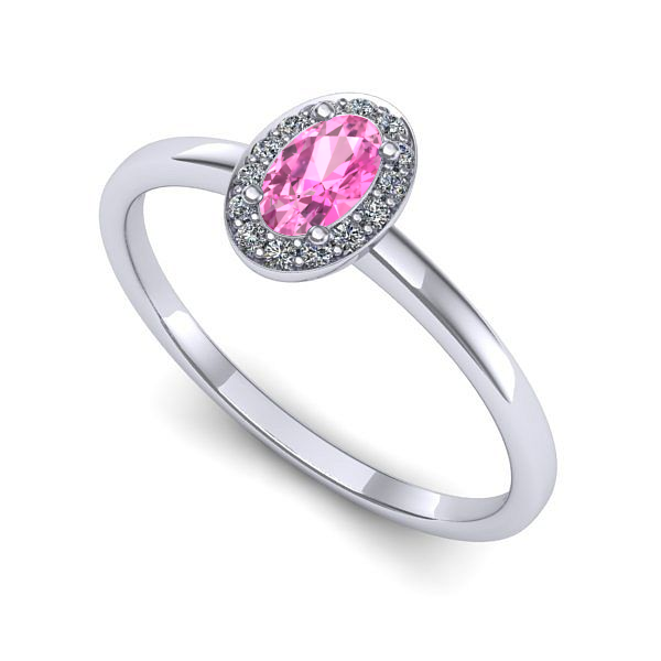 Inel logodna din aur alb cu safir roz