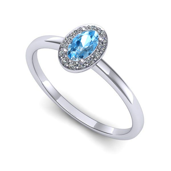 Inel logodna din aur alb cu topaz blue