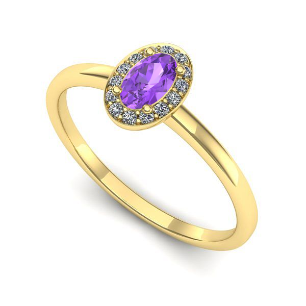 Inel de logodna din aur galben cu ametist