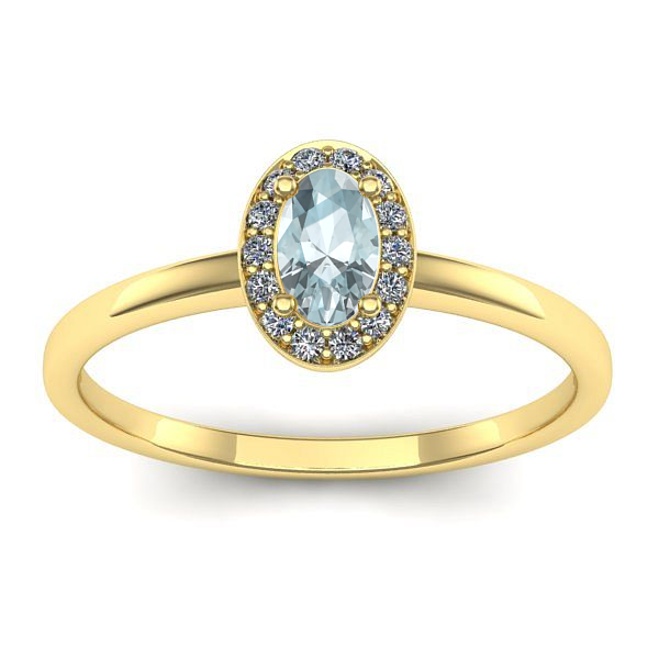 Inel cu aquamarin oval