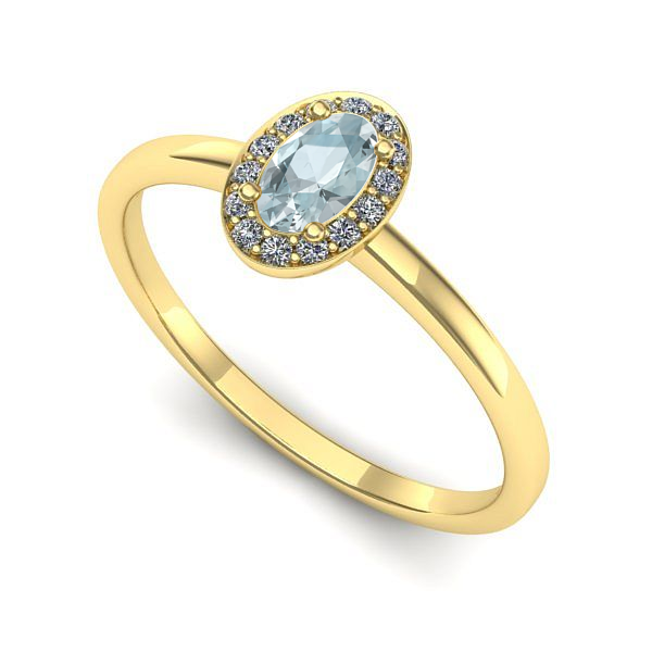 Inel din aur galben cu aquamarin