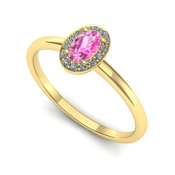 Inel de logodna din aur galben cu safir roz