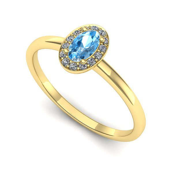 Inel din aur galben cu topaz blue