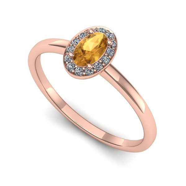 Inel din aur roz cu citrin