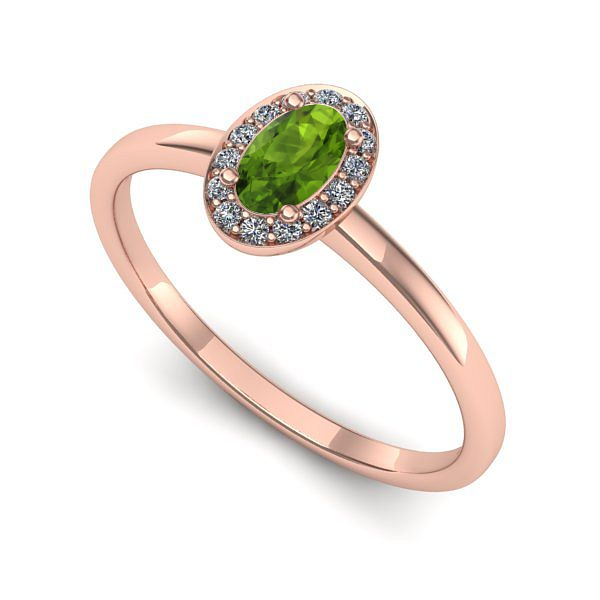 Inel logodna din aur roz cu peridot