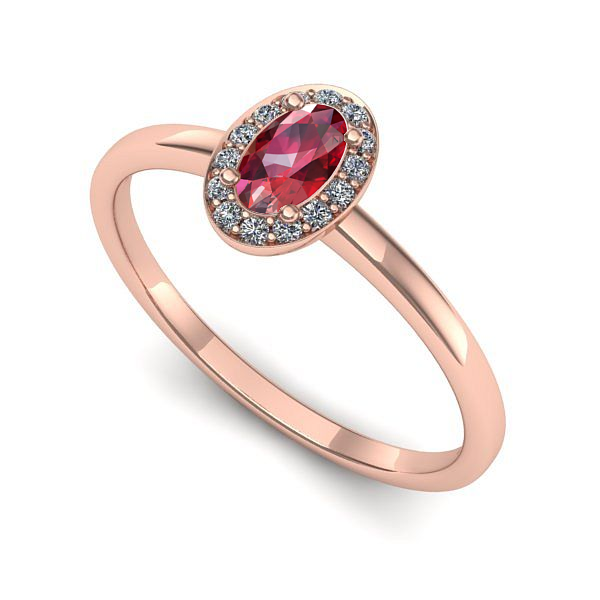 Inel din aur roz cu rubin
