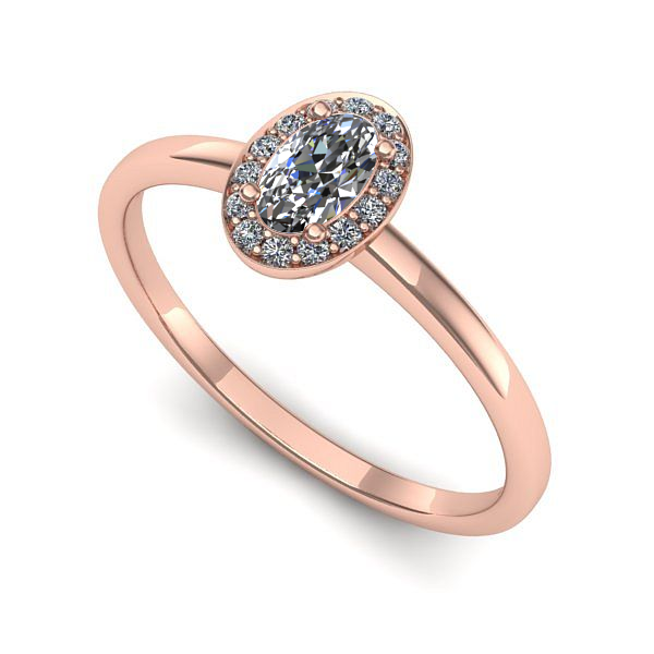 Inel logodna din aur roz cu safir alb
