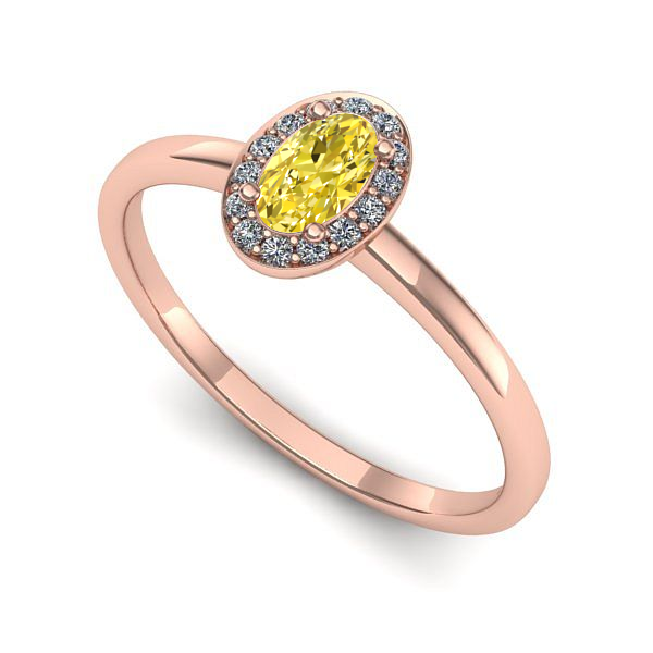 Inel logodna din aur roz cu safir galben