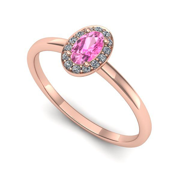 Inel logodna din aur roz cu safir roz