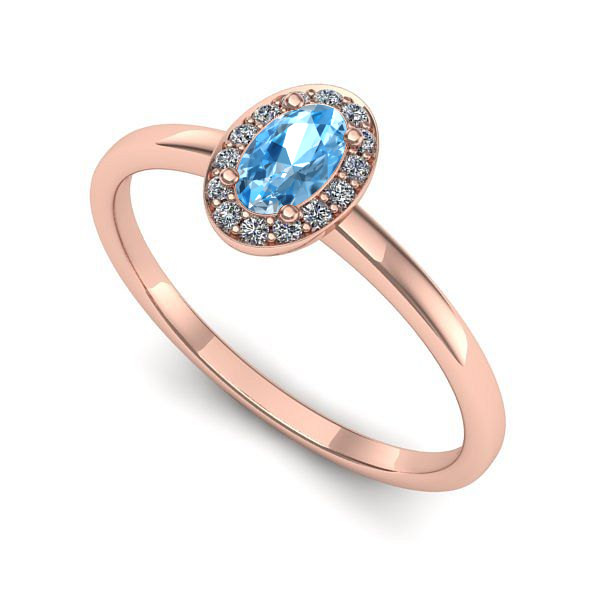 Inel logodna din aur roz cu topaz blue