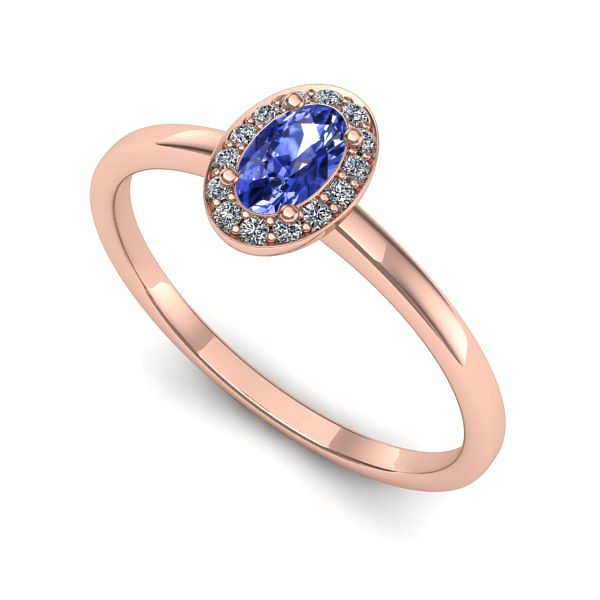 Inel de logodna din aur roz cu tanzanit
