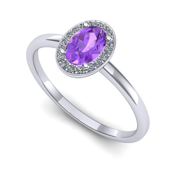 Inel din aur alb cu ametist