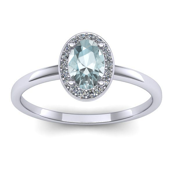 Inel cu aquamarin oval