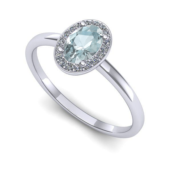 Inel de logodna din aur alb cu aquamarin