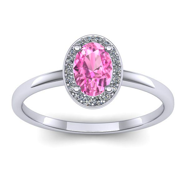 Inel cu safir roz oval