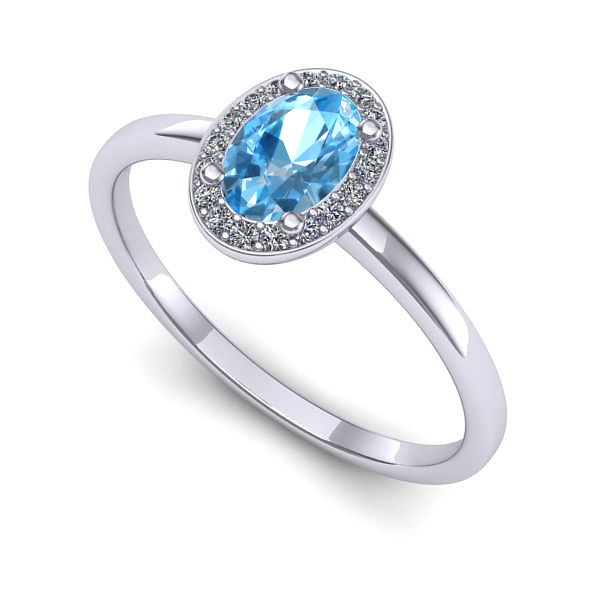 Inel de logodna din aur alb cu topaz blue