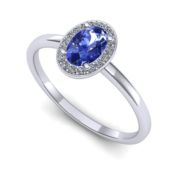 Inel logodna din aur alb cu tanzanit