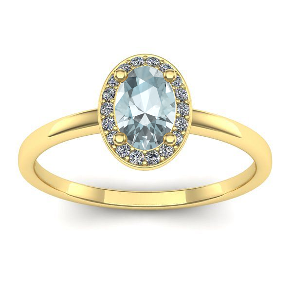 Inel logodna cu aquamarin oval