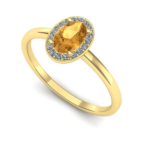 Inel logodna din aur galben cu citrin