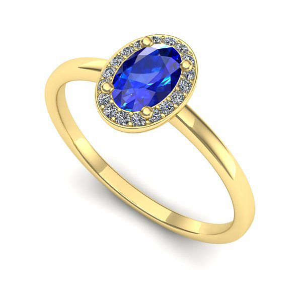 Inel logodna din aur galben cu safir