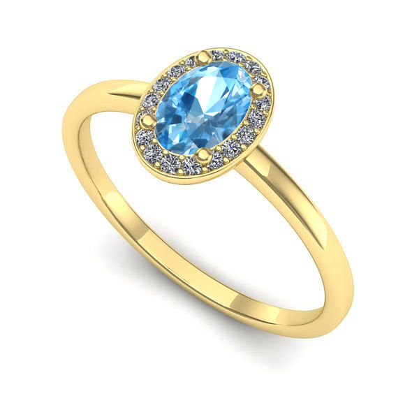 Inel din aur galben cu topaz blue