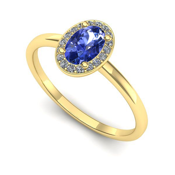 Inel logodna din aur galben cu tanzanit