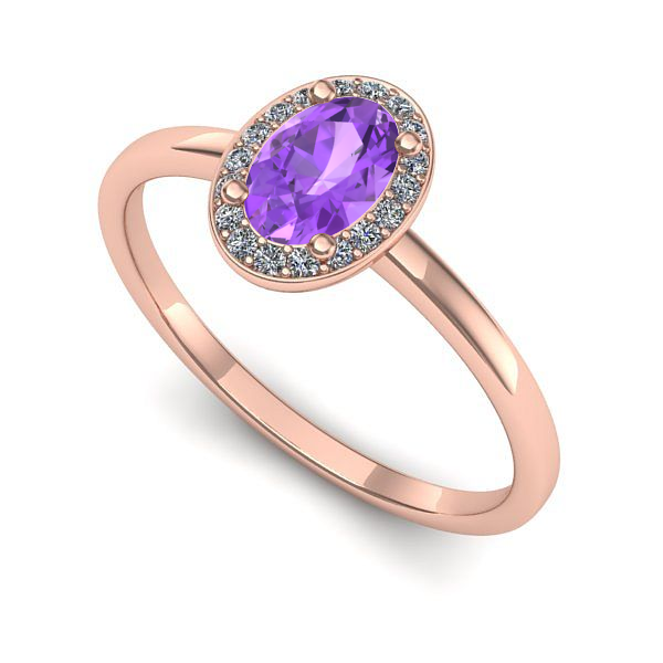 Inel din aur roz cu ametist