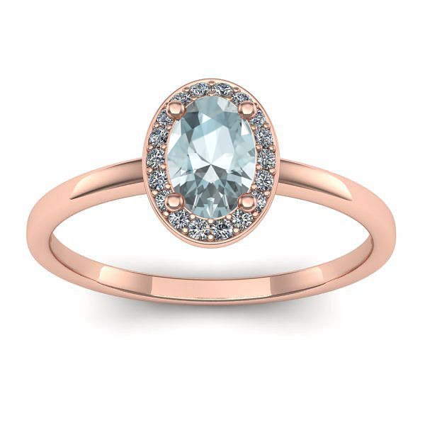 Inel cu aquamarin oval