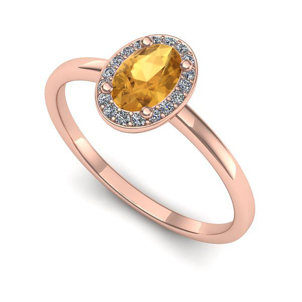 Inel din aur roz cu citrin