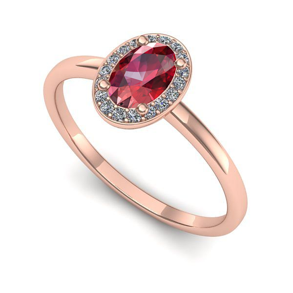 Inel logodna din aur roz cu rubin