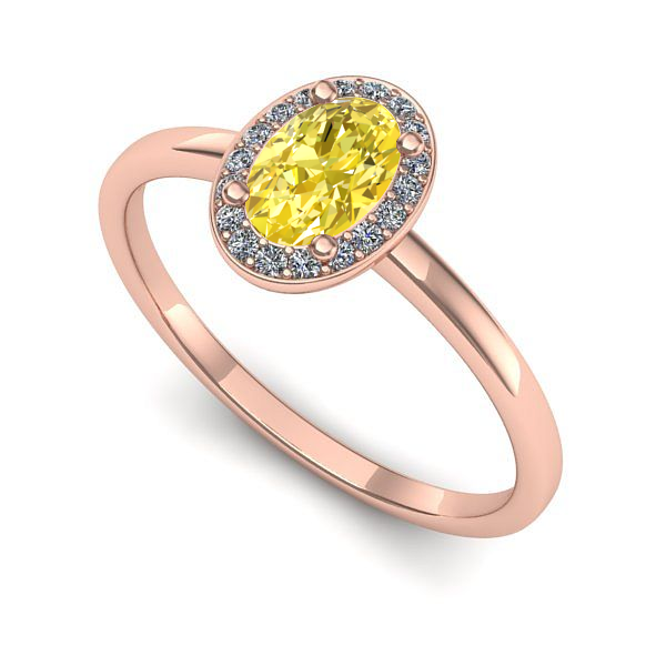 Inel din aur roz cu safir galben