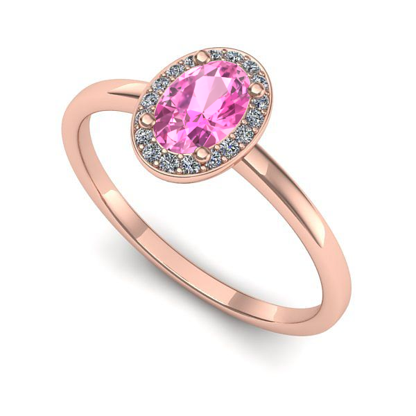Inel din aur roz cu safir roz
