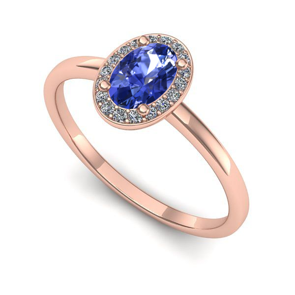 Inel logodna din aur roz cu tanzanit