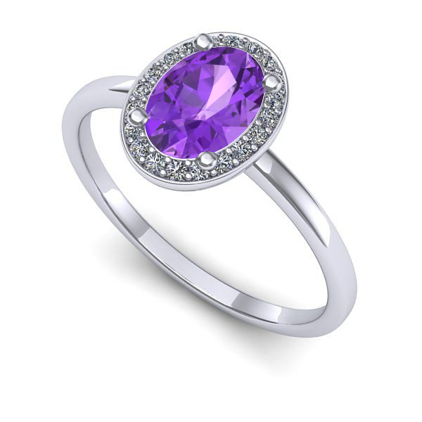 Inel din aur alb cu ametist