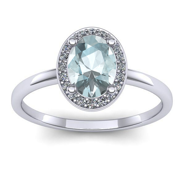 Inel logodna cu aquamarin oval